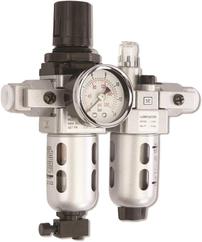 Filter Regulator & Lubricator - Inlet 1/4in - Up to 150 PSI