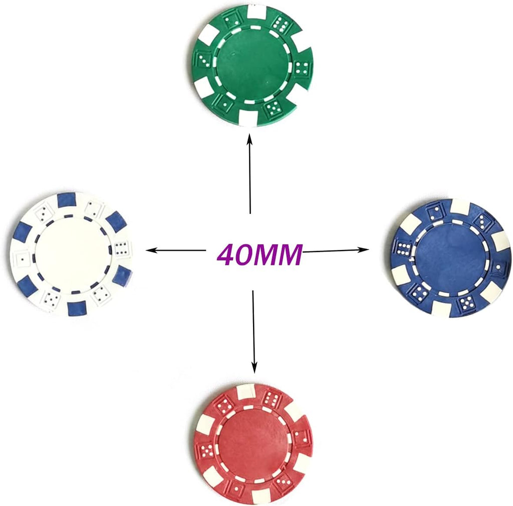 100 Pieces 11.5g Clay Composite Dice Striped Casino Poker Chips- 4 Colors (red, Green, White and Blue)