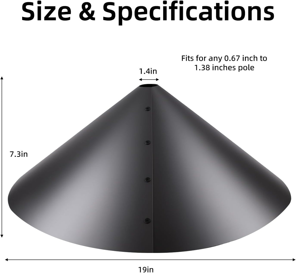19 Inch Squirrel Baffle, Large Squirrel Proof Cone Guard Blocker, Outdoor Pole Mount Squirrel Deterrent for Bird