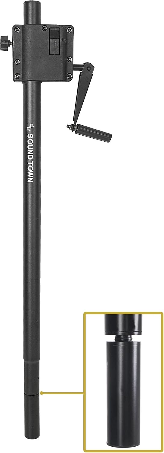 2-Pack Crank-Up Adjustable Height Speaker Subwoofer Poles (34"-57") with 35mm & M20 Mount Adapters, Carry Bag, 100 LB