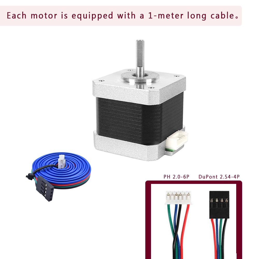 (Pack of 4pcs) NEMA17 Stepper Motor High Torque Bipolar DC Step Motor Kit by MOTOU