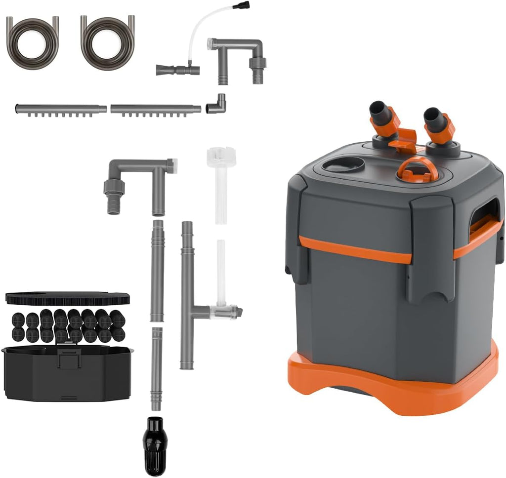 External Canister Filter, Ultra‑Quiet Aquarium Water Circulation Filter with Complete Filter Media Kit, Freshwater &