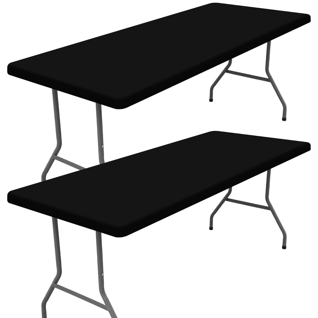 2 Pack Rectangle Spandex Fitted Table Cloth, 8FT Elastic Tablecloth