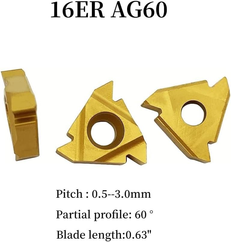 16ER AG60 Carbide Threading Inserts 20pcs for Turning with SER1616H16 Lathe Holder External Thread Inserts Replacement Turning Tools Industrial Metal Machining