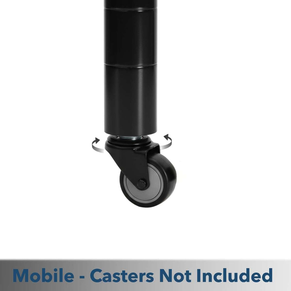 64" Black Epoxy NSF Shelving Posts (Pack of 4) - Poles Height: 8"-96" - Stationary or Mobile Wire Rack Posts for