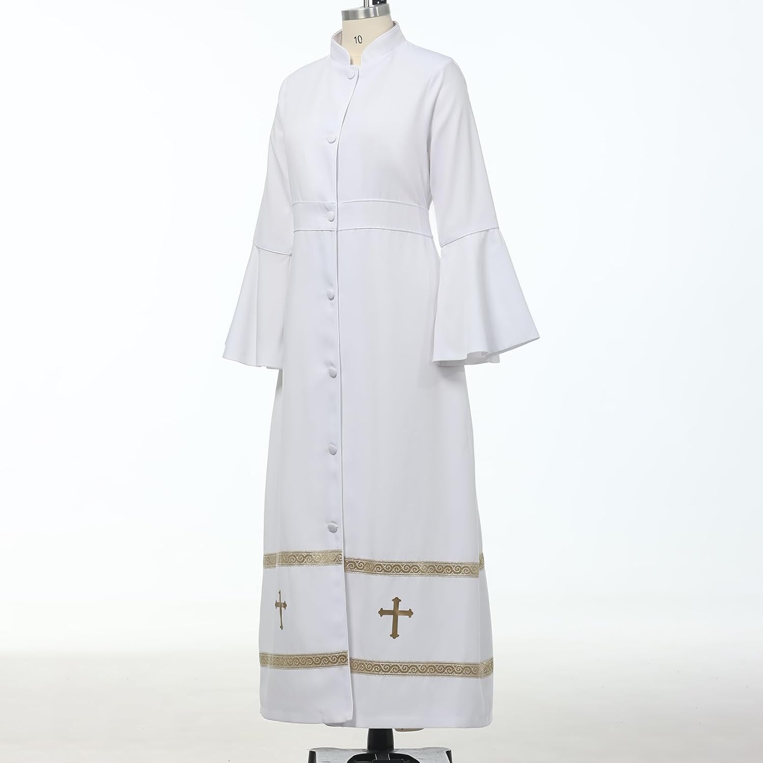 Church Clergy Dress Choir Robe for Women Flared Sleeves Button Mass Vestments