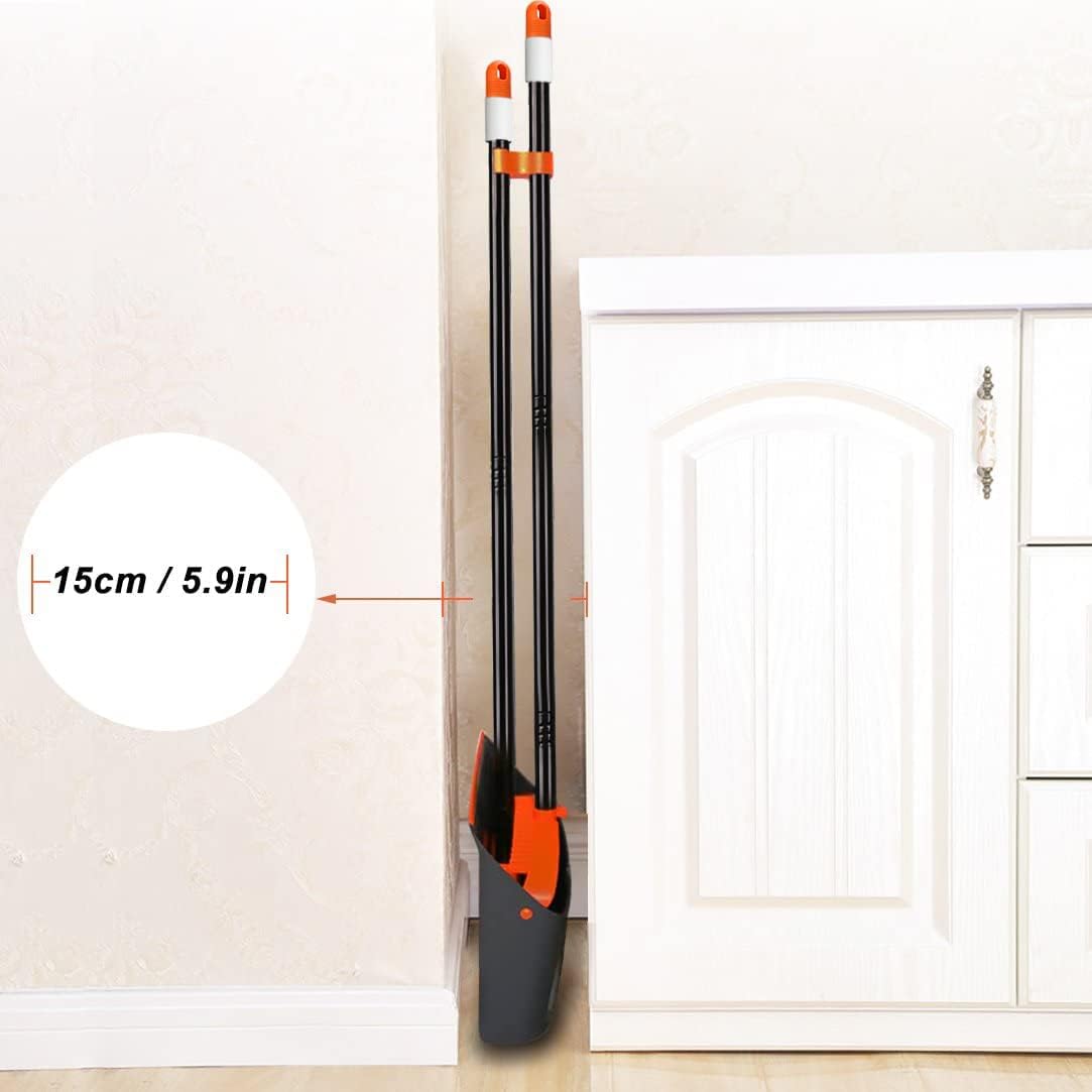 Broom and Dustpan Set with 52" Long Handle for Home Kitchen Room Office Lobby Floor Use Upright Stand Up Stand Up