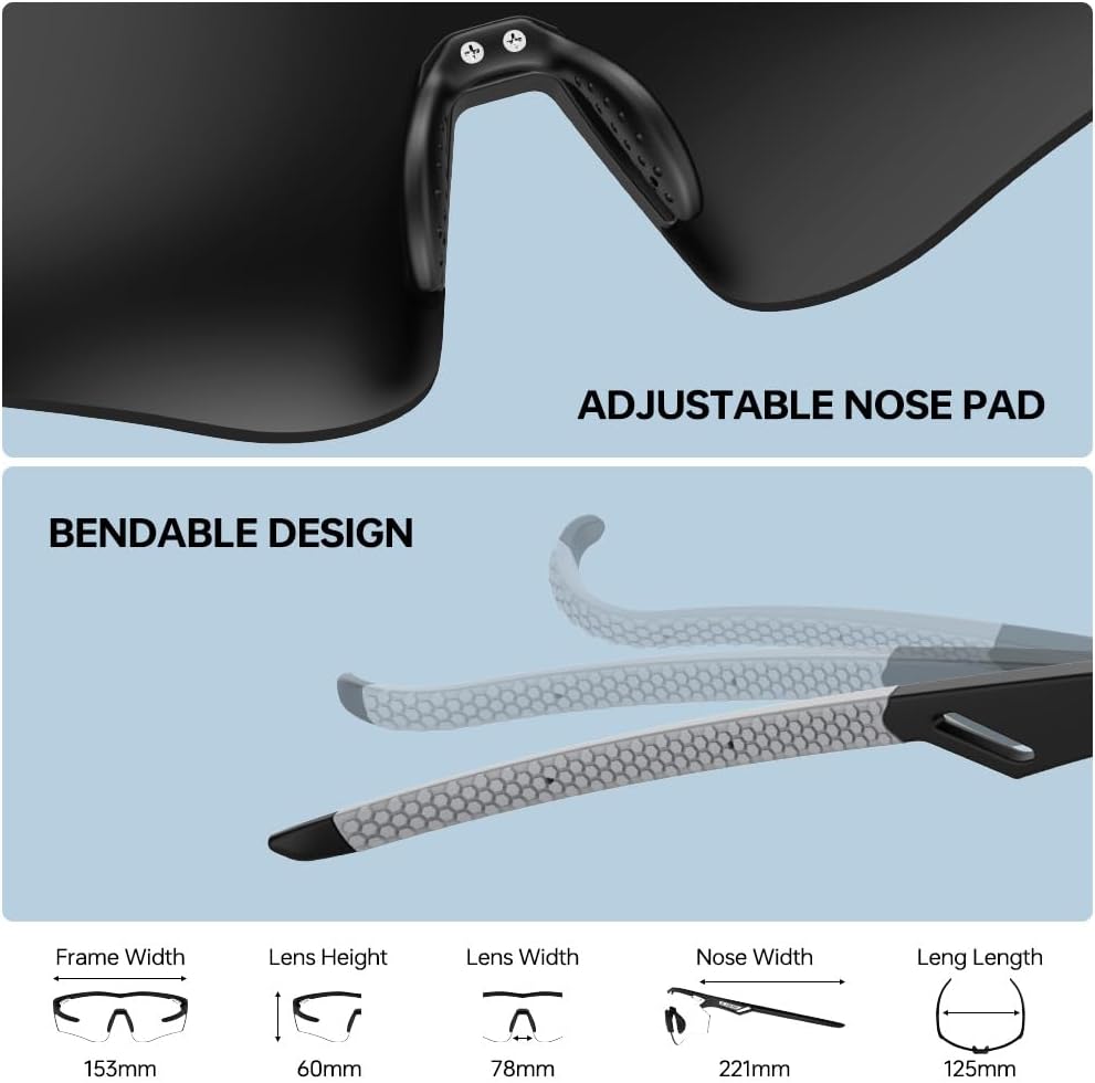 Polarized Running Sunglasses for Men Women Ultra-Comfort, UV400 Protection | 22g Lightweight TR90 Frame & Adjustable
