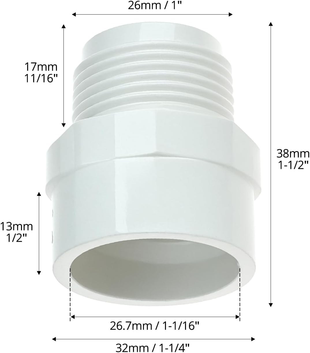 QWORK 10 Pcs 3/4 Inch PVC Fittings Male Adapter, Socket x Male Pipe Thread, 2 Way PVC Pipe Coupling