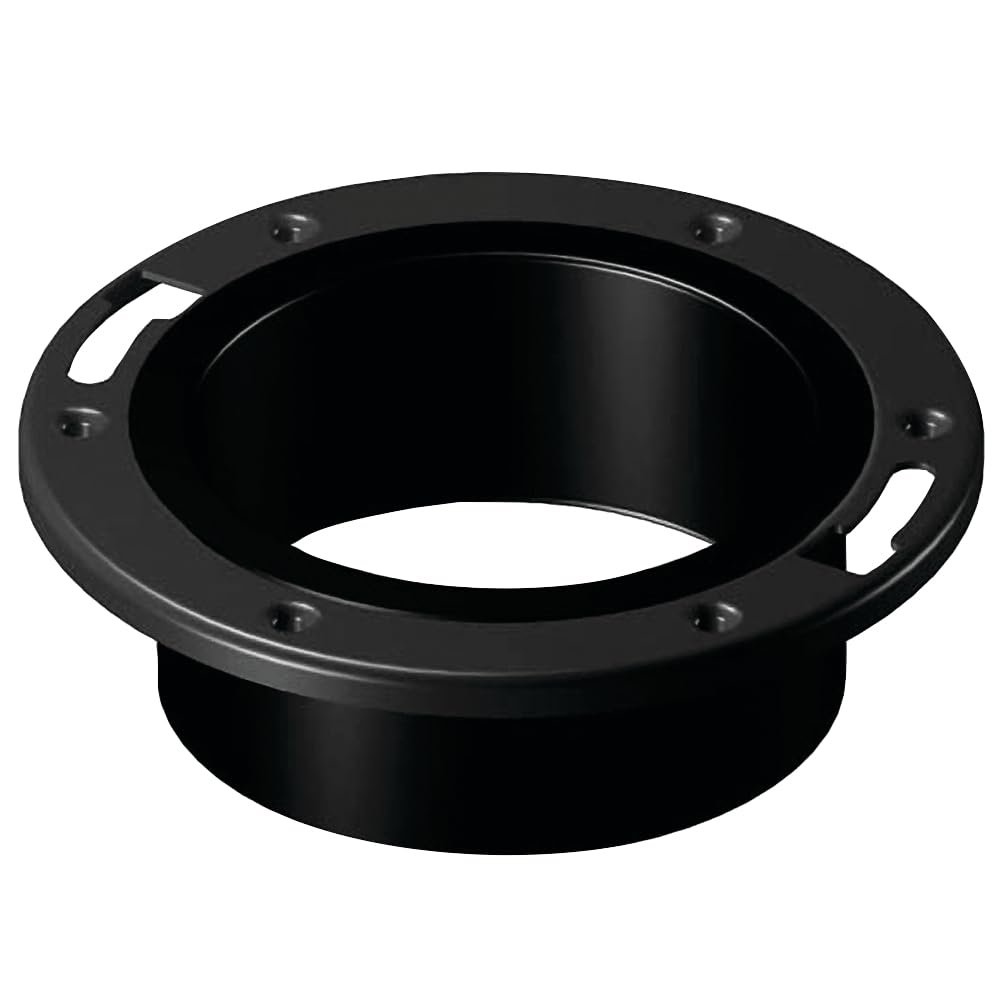 NIBCO Fig No 5851-A, 4 in. x 3 in. ABS DWV Adjustable Closet Flange with Plastic Coated Steel Flange Hub, Solvent Weld