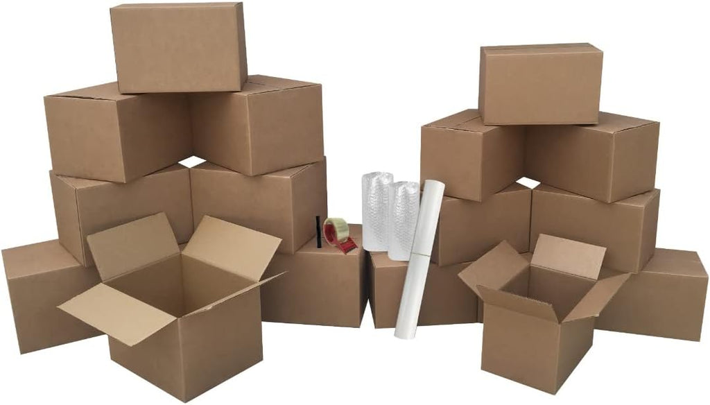 Basic Moving Boxes Kit #1, 1 to 2 Bedroom Kit, 18 Boxes