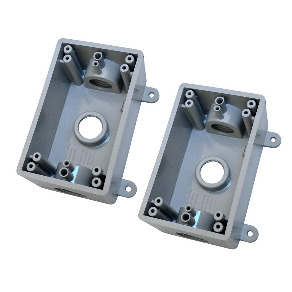 Electrical Box, Weatherproof PVC Outlet Box, 1/2" & 3/4" Threaded,2Packs