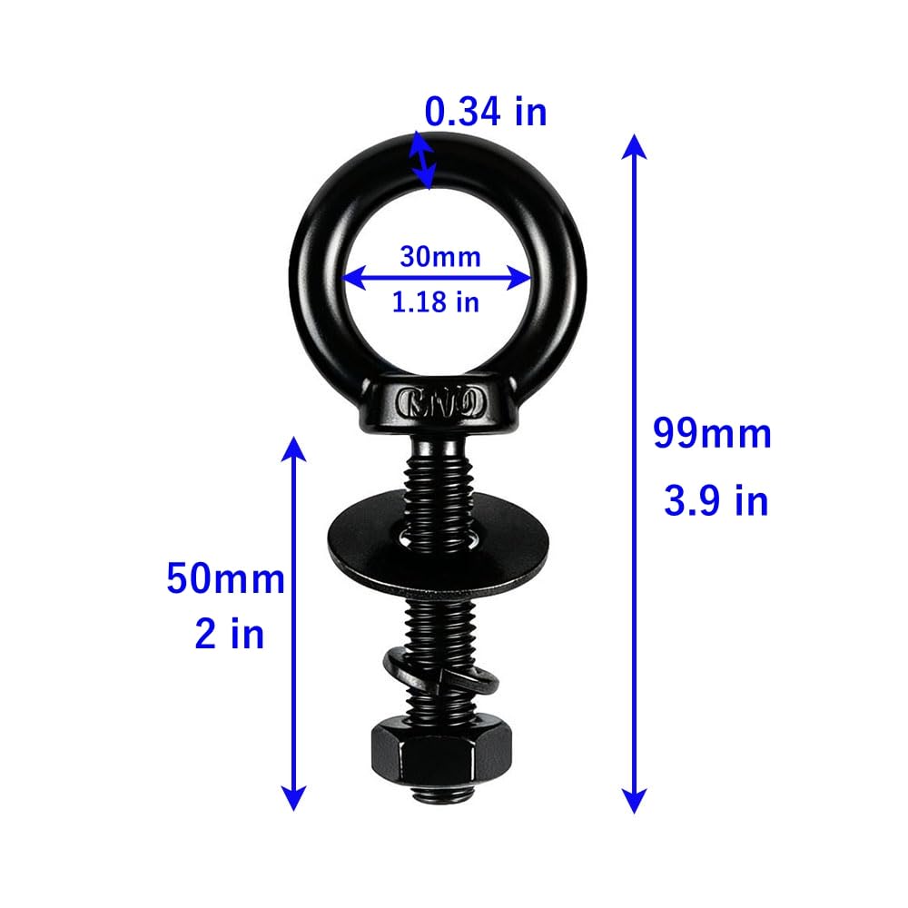 1/2"x2" Lifting Ring Black Shoulder Eye Bolt with Nut M12x50mm