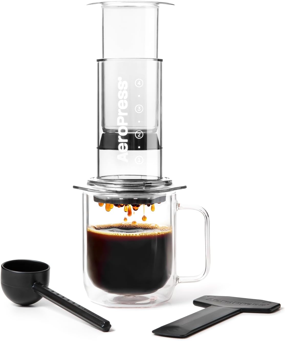 Clear Coffee Press - All-in-One French Press, Pour-Over & Espresso Style Manual Brewer, 2 Min Brew for Less