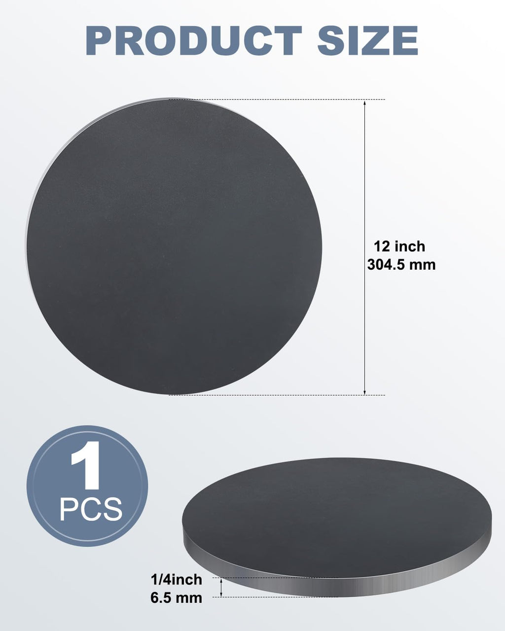 Hot Rolled Steel Plate 1/4" x 12" Diameter Circle Weldable A36 Steel Sheet | WENHUALI Round Smooth, Burr-free Edges