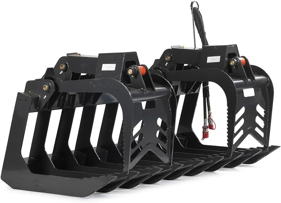 72" Grade 50 Standard Series Root Grapple Bucket for Skid Steers, Fits SSQA, Twin Hydraulic Cylinders for Medium-Duty