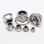 M10x1.5mm DIN6926 Flange Nylon Lock Nuts 12 Pack 304 Stainless Steel Hex Locknuts Full Thread for Industrial Construction Fasteners