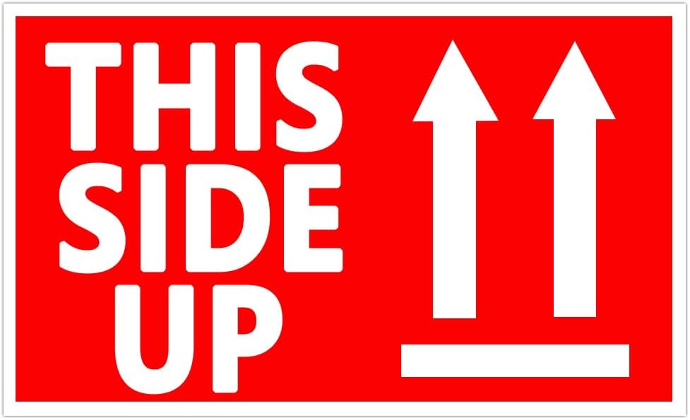 This Side Up Warning Stickers, 300 Pcs, 2" X 3"
