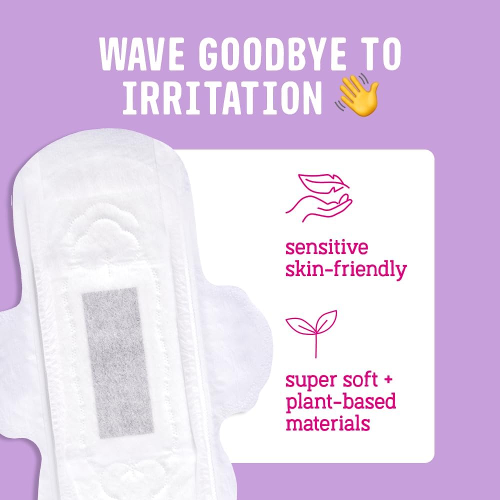 Sensitive Bladder Long Pads (14 Pack) - Wrapped, Ultra-Thin - Absorbent, Soft, Breathable - Charcoal Core - Made with
