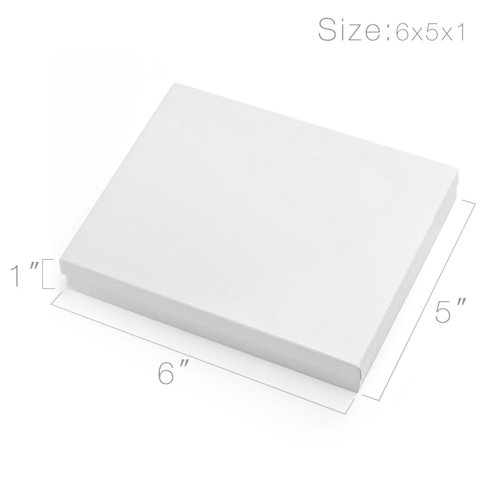 White Jewelry Gift Boxes with Lids 10 PC 6x5x1 Glossy Cotton Filled
