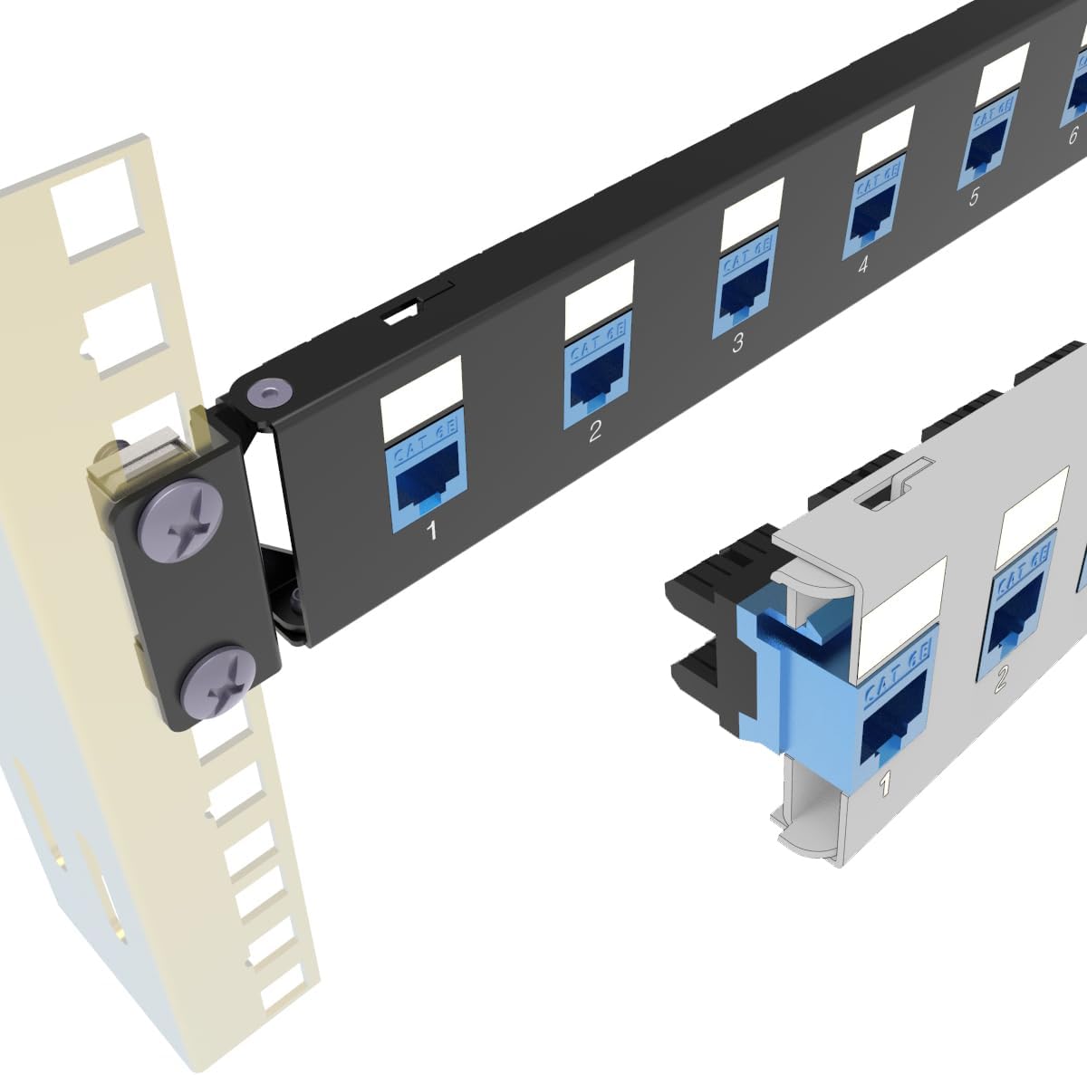 1U Hinged 12-Port Blank Keystone Patch Panel, 19" Metal