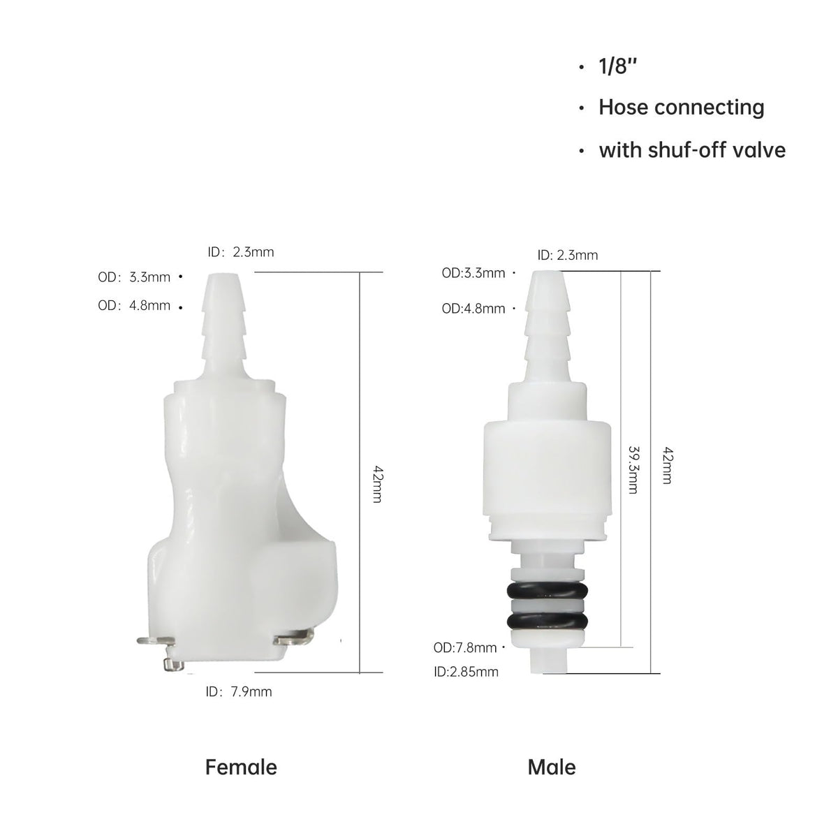 BBTUS 2Pcs 1/8" Plastic Hose Barb insert Quick Connector Disconnect Fitting