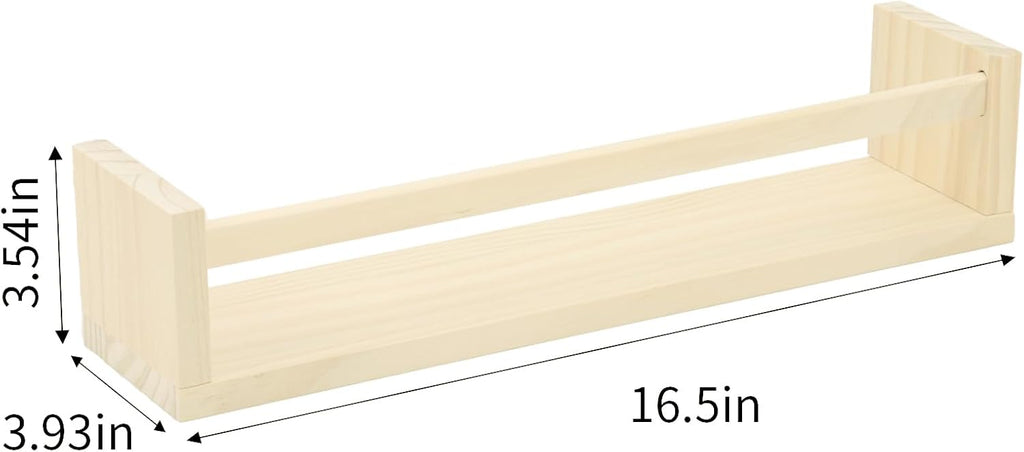 Nursery Shelves, 16.5 Inch Floating Bookshelves for Wall Set of 3, Baby Nursery Decor, Solid Wood Wall Mounted