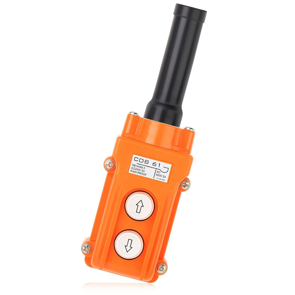 5Pcs Rainproof Crane Push Button Switch, COB61-UP-DOWN Crane Pendant Control Station Push Button Switch with Rubber Cable Barrel