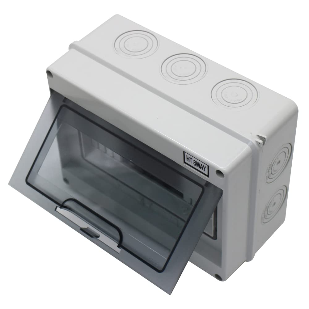MAKERELE Distribution Protection Box with DIN Rail IP65 ABS 8 Way