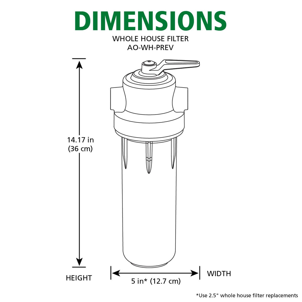 Whole House Sediment Filter | Valve-in-Head | AO-WH-PREV | NSF Certified | Protects Appliances, Reduces Sediment |