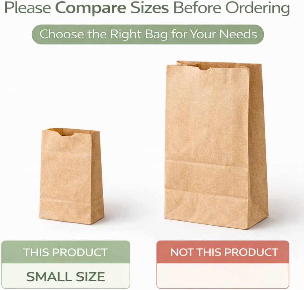 Brown Bag 2-100 count, 2lb Brown Paper Bags - Brown Bags - 100 count (Pack of 1)