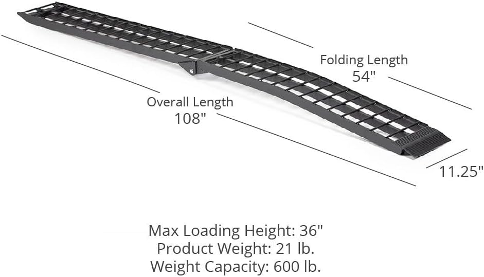 9' Arched Folding Motocycle Loading Ramp - 600 lb. Capacity