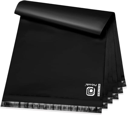 100 pcs 12x15.5 Inches Black Poly Mailers Shipping Envelopes, Strong Adhesive Sealing, Waterproof, and Tear-resistant