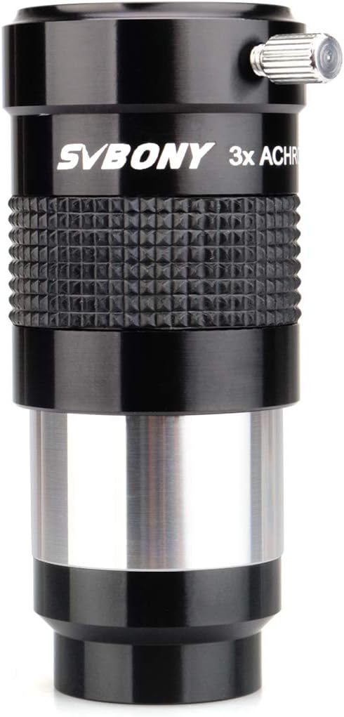 3X Barlow Lens, Fully-Multi Coated Achromatic, 1.25" Telescope Lens | Rubber Grip Ring, Metal Material, Crisp and