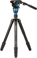 Aero 6 PRO Video Travel Tripod with Monopod with S6 PRO Flat Base Fluid Video Head, 13.2 lb. Max, Leveling Center