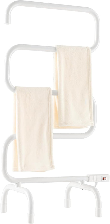 Electric Towel Warmer, S-Shaped Heated Towel Rack with Built-in Switch, Constant Temperature Control, 15 Min Fast