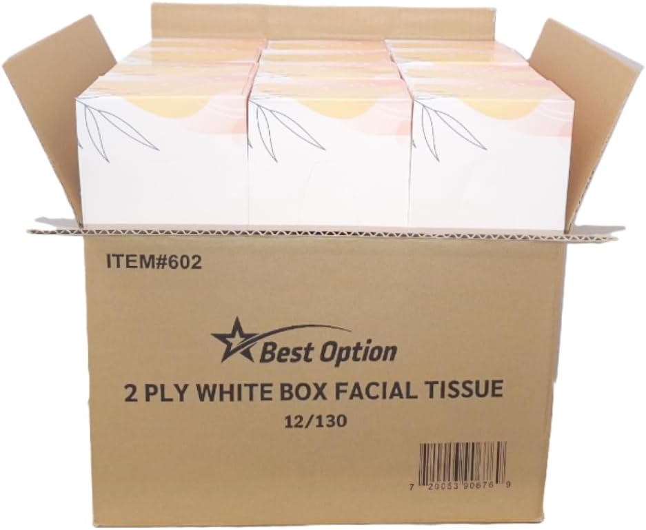 Soft 2-Ply Facial Tissue White 130-Count Box Pack of 12 for Office