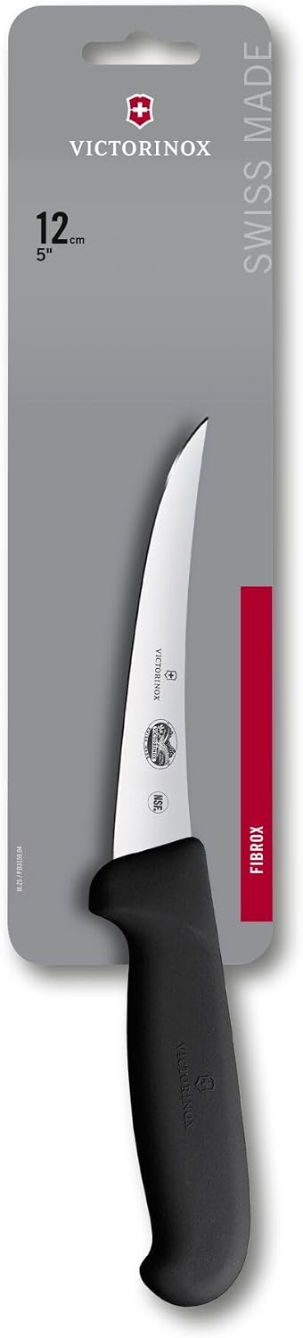 Fibrox 5" Boning Knife, Curved Semi-Stiff Stainless Blade, Black