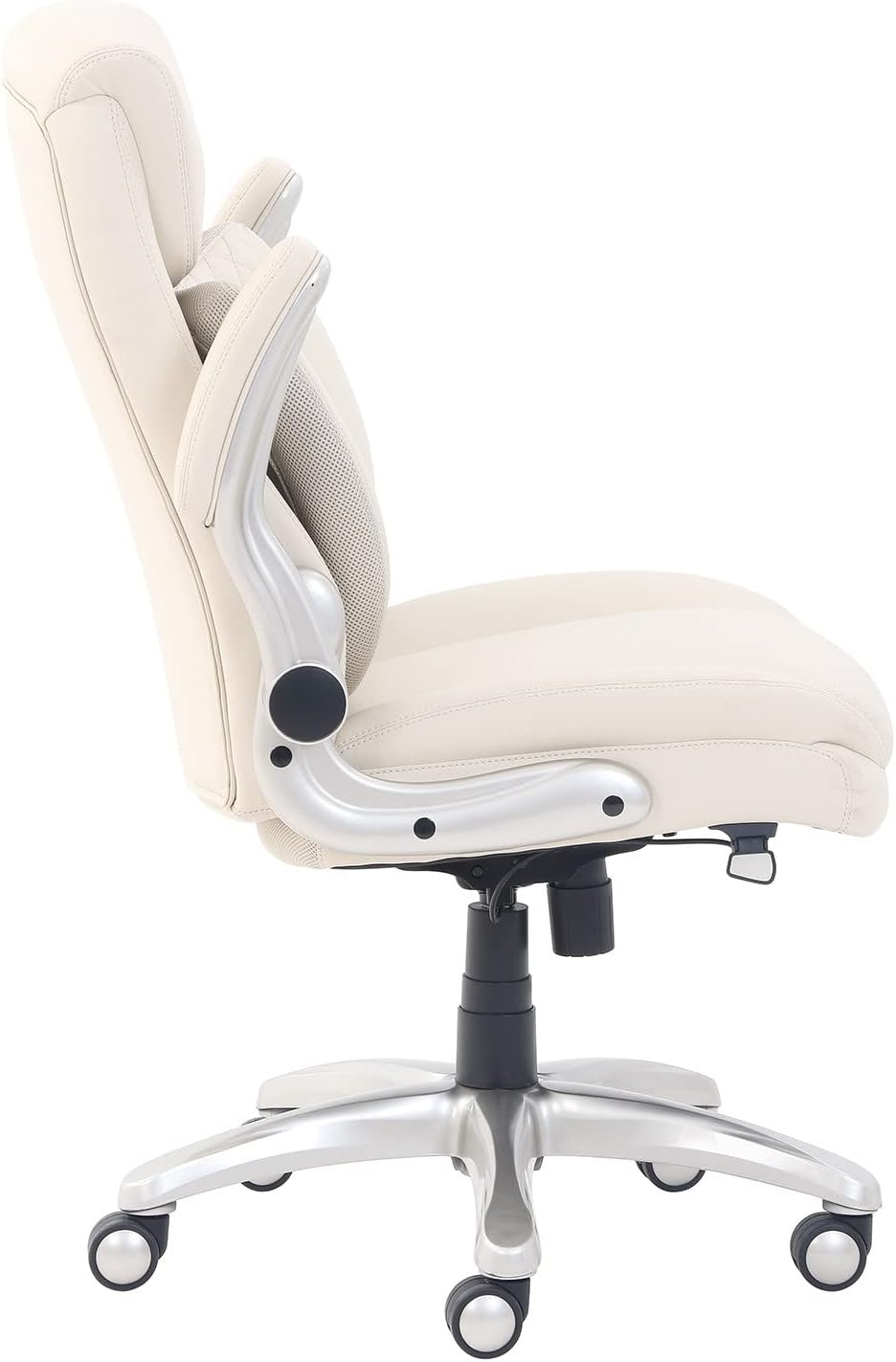 Ergonomic Executive Office Desk Chair with Lumbar Support, Flip-up Armrests, Adjustable Height, Cream Leather