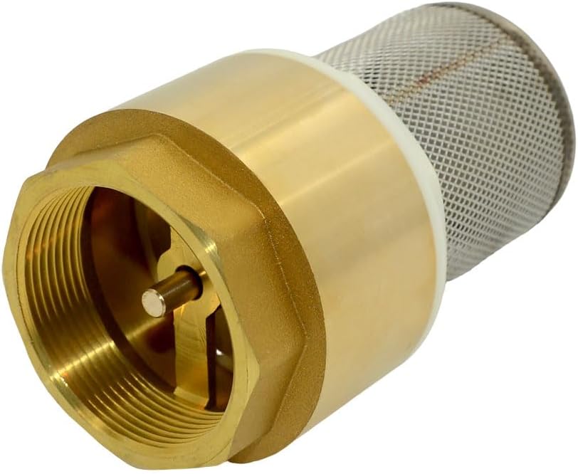 VARMHUS Brass Foot Valve with Filter, Check Valve for Water Pump, NPT Thread, Prevents Backflow (2inch)