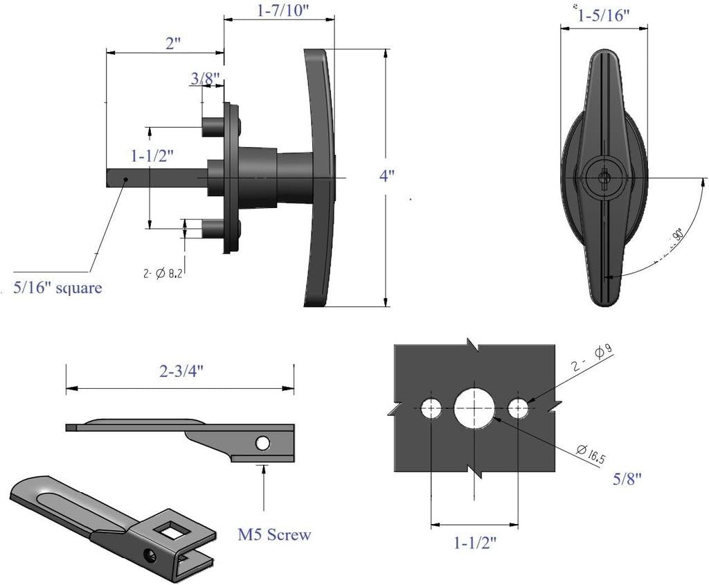 Truck Cap Latch T Handle Lock Matching Set Truck Cap Topper Camper Shell T-Handle Lock Complete Set Key Alike(Left &