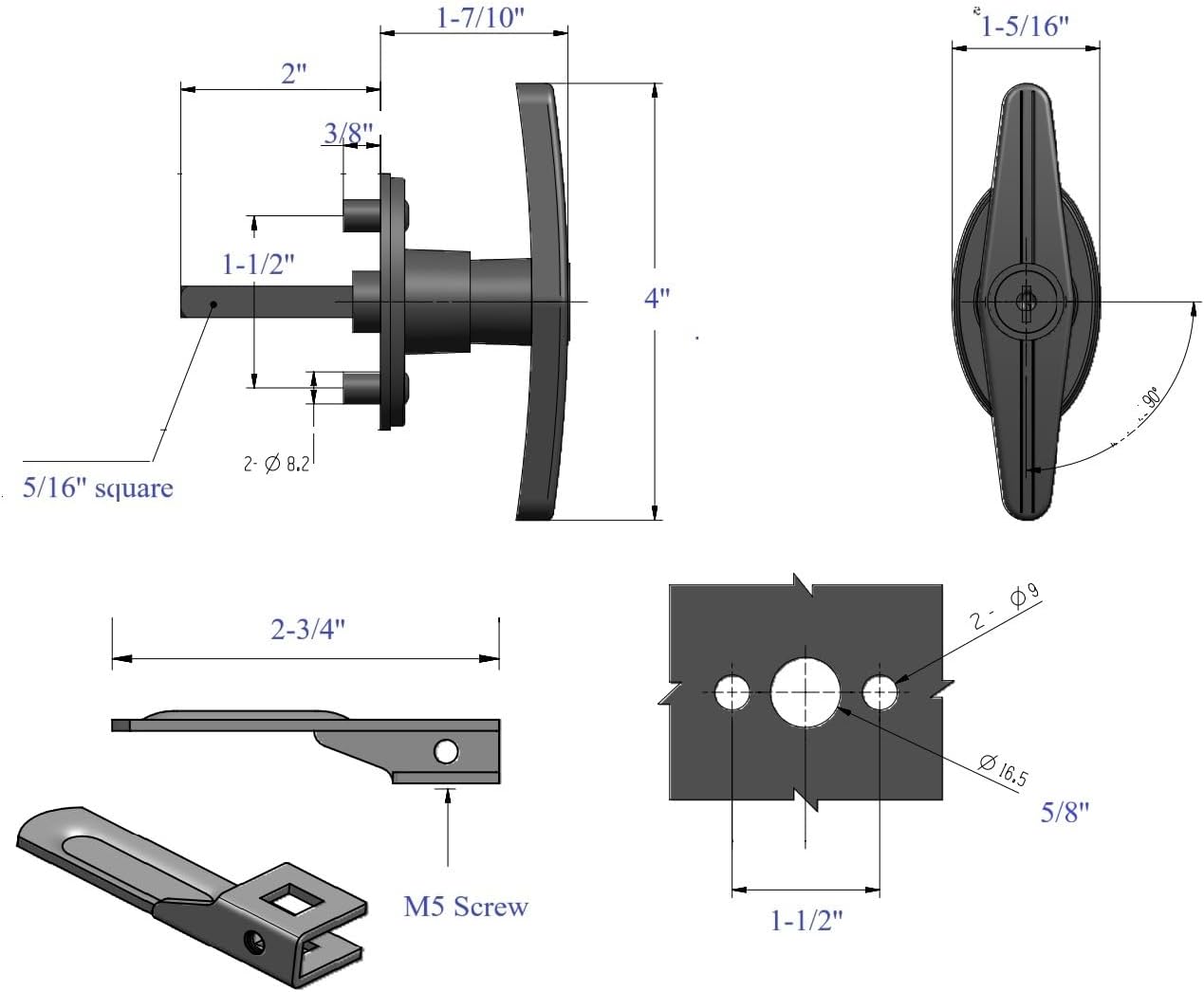 Truck Cap Latch T Handle Lock Matching Set Truck Cap Topper Camper Shell T-Handle Lock Complete Set Key Alike(Left &