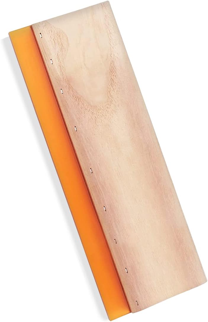 Screen Printing Squeegee, 75 Durometer Wooden Scraper Rubberwood Silk Print, for Printmaking Print Ink Machine 11.8 inch