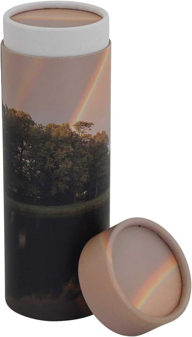 Rainbow Pond Scattering Tube - Small, Biodegradable Cremation Urn for Ashes, Small Sized Cremation Urn, 9 Inches High