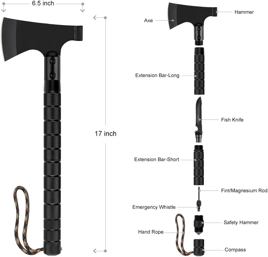 Camping Axe, Folding Survival Hatchet Axe Tactical Axe for Outdoor | Black Camp Axe Tactical Tomahawk Survival Axe