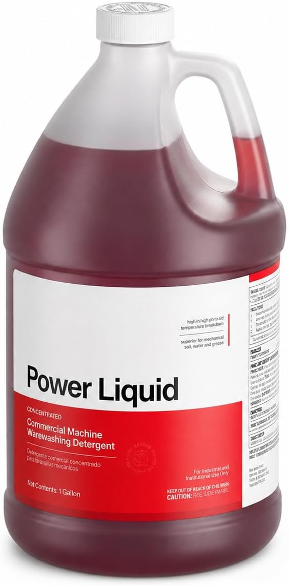 Professional Liquid Dish Machine Detergent, 1 Gallon Concentrated Formula, Commercial Grade, High or Low Temp, 4 Case