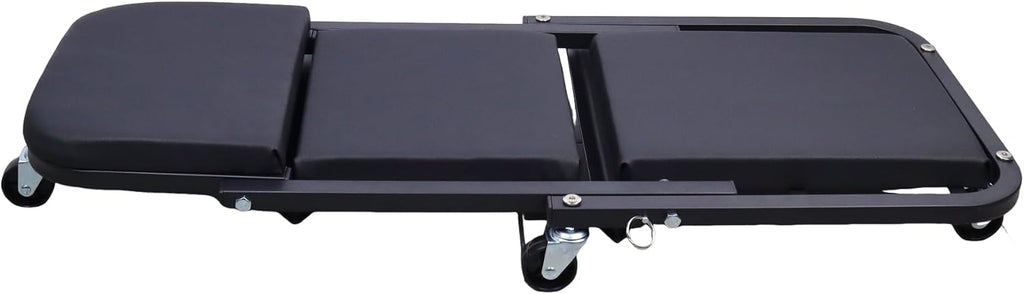 2-in-1 Mechanic Creeper and Stool, 300 lbs Capacity, Heavy-Duty Steel Frame, 360° Swivel Casters, Padded Cushions