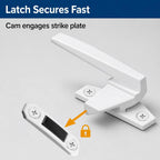 H 3820 Casement Locking Handle, White, Left-Handed