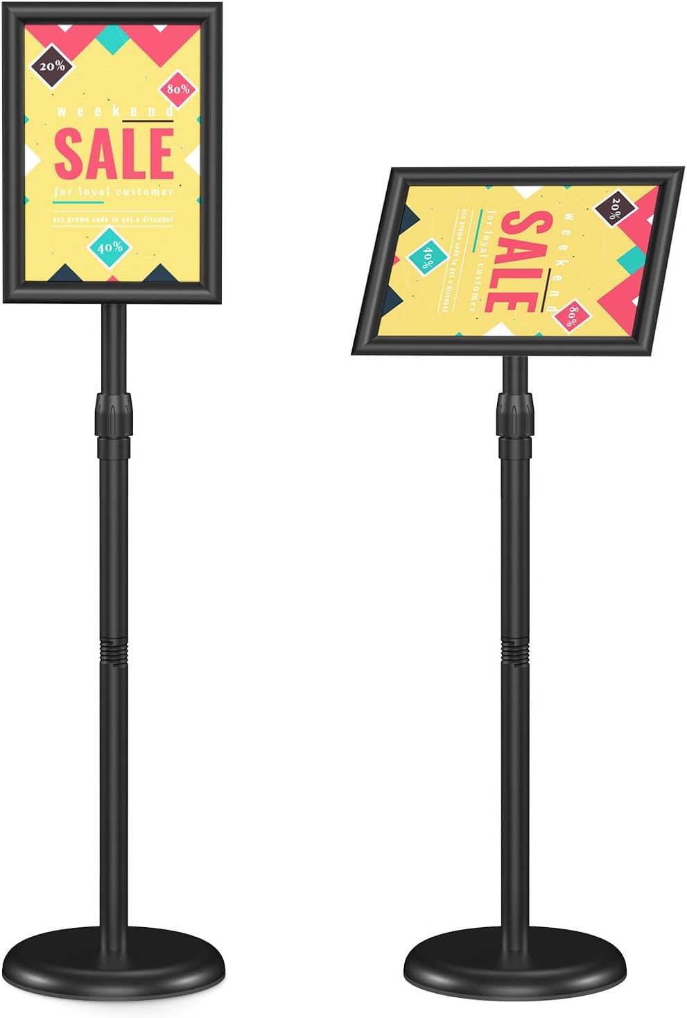 Sign Holder Stand 8.5x11 inch - Adjustable Floor Standing Sign Holder - Signage Stand with Snap-Open Frame Display