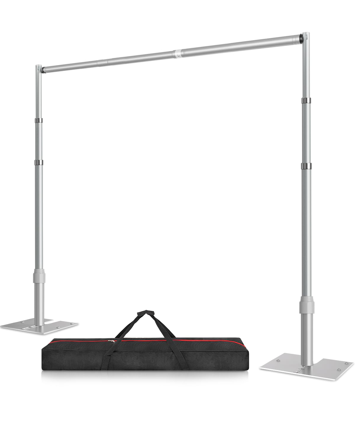 10x10ft Heavy Duty Pipe and Drape Stand Kit with Flat Base, Silver